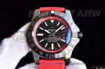 Perfect Replica GF Factory Breitling Avenger II GMT Black Steel Case Red Rubber Strap 43mm Watch
